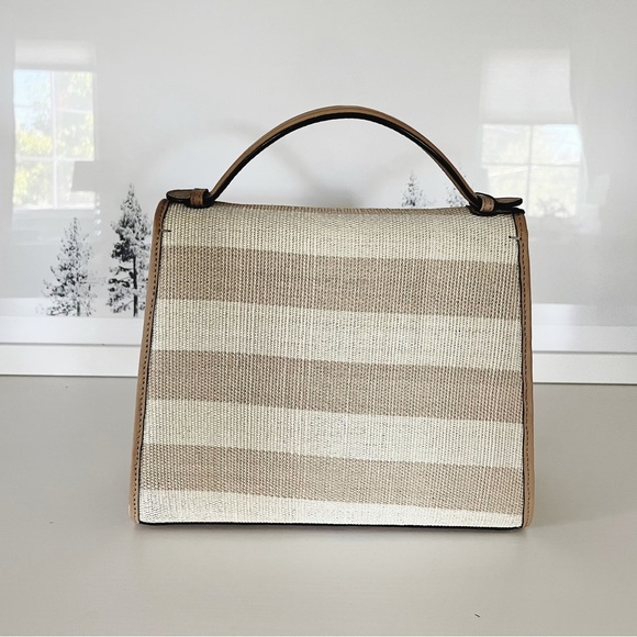 Hunting Season Medium Striped Raffia Top Handle Bag - Picture 3 of 6